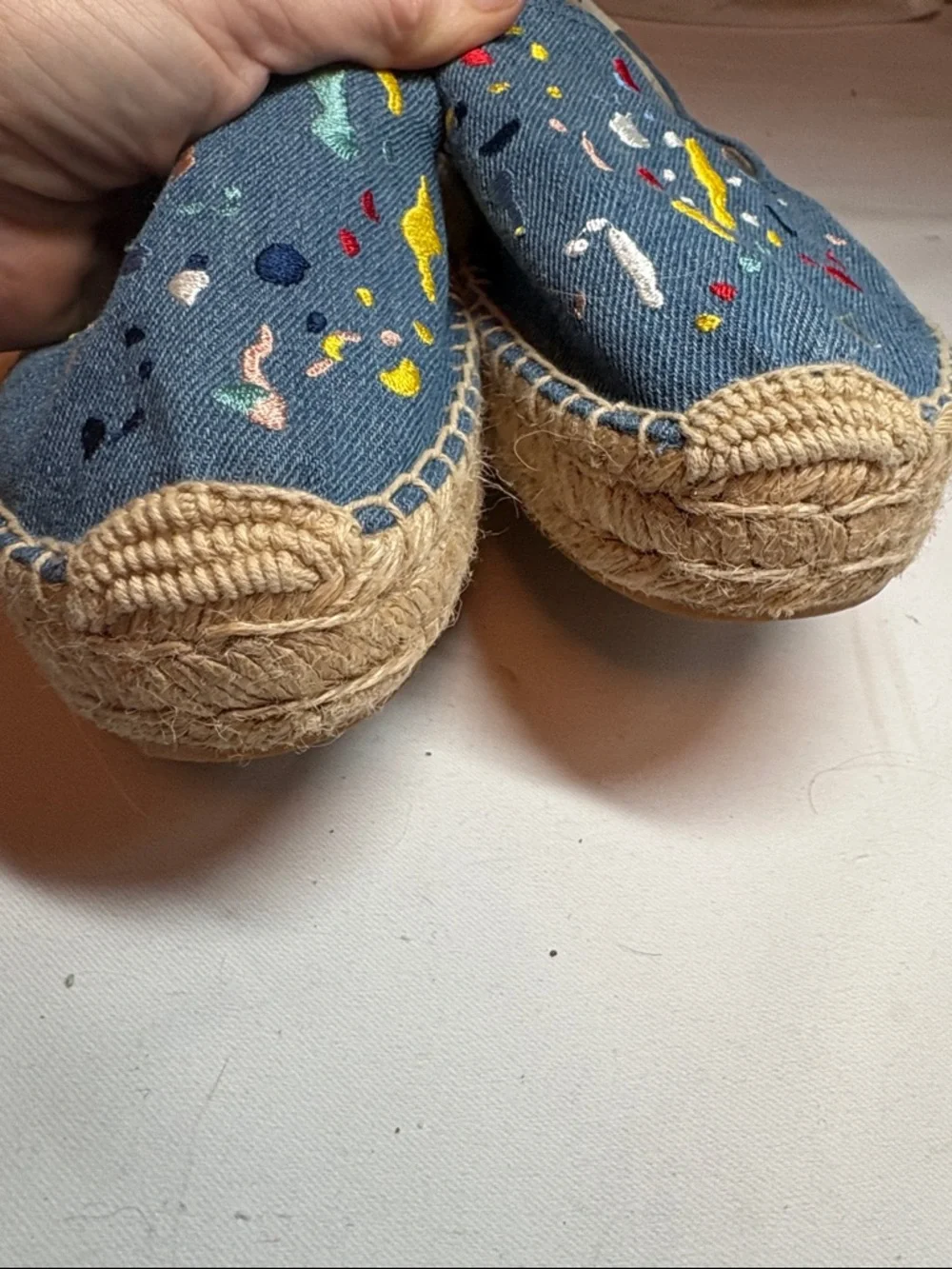 Soludos Blue embroidered espadrille Flats Size 10